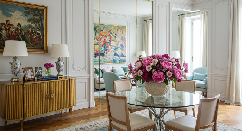 fresh peonies, orchids, carnations, and garden roses